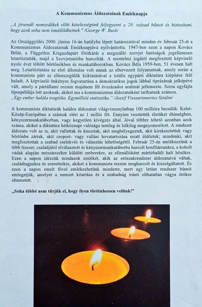 Február 25. A Kommunizmus Áldozatainak Emléknapja